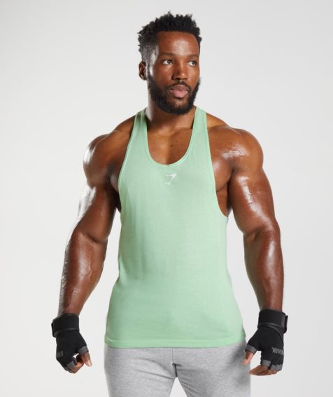 Men's Gymshark React Stringer Tanks Mint | CA D5A831